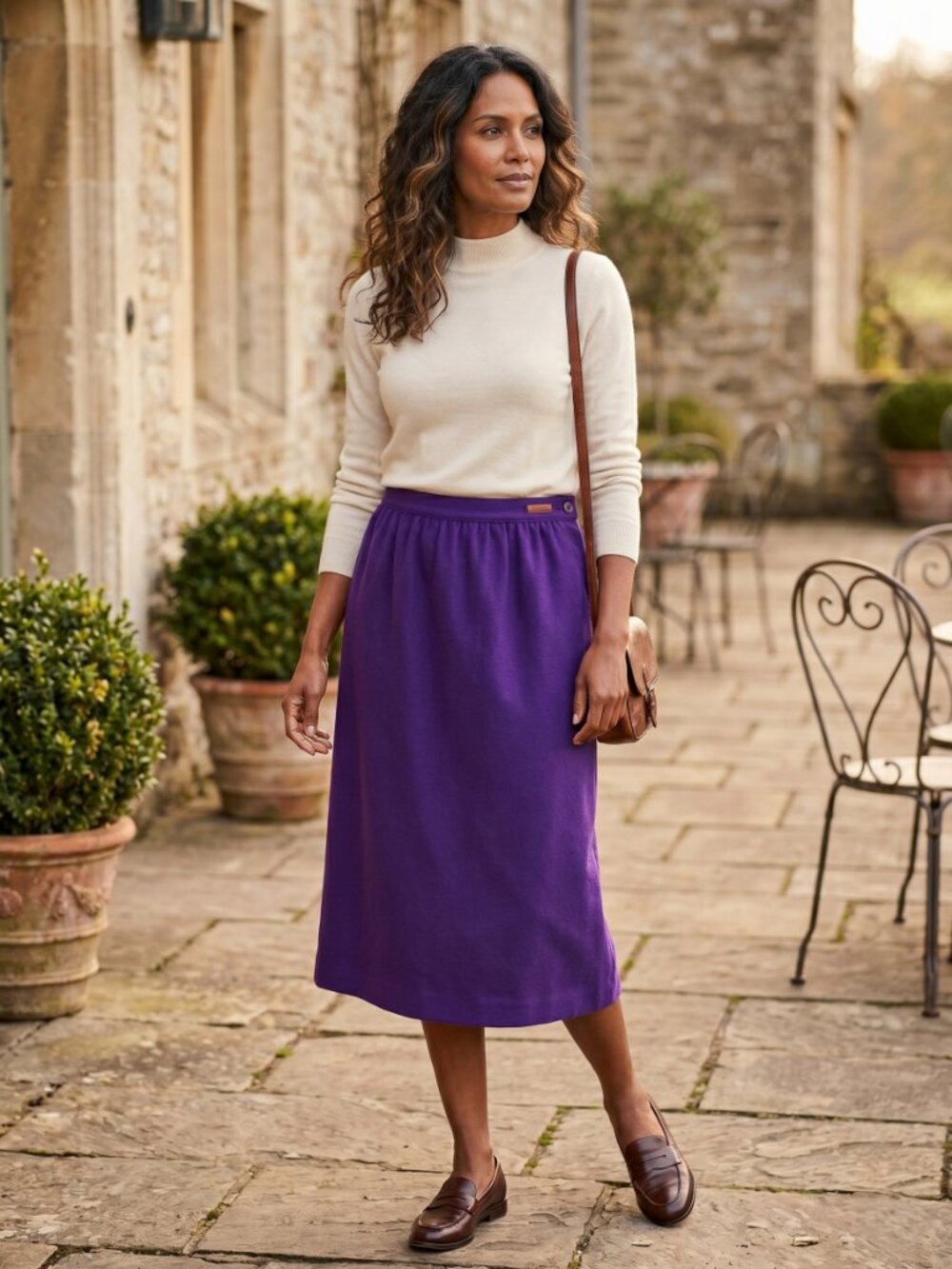 Pendleton 100% Virgin Wool WMNS Purple Pencil Skirt - 10 - Made In USA - Pockets